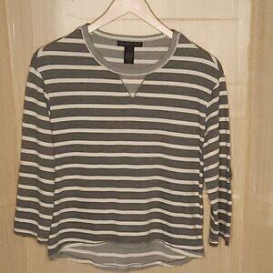 Preswick & Moore Petite Grey White Stripe Knit Top SP